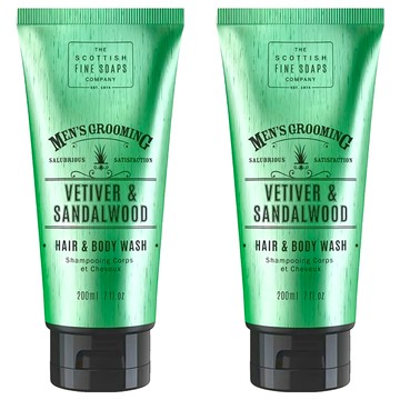 SCOTTISH FINE SOAPS 能量2合1洗髮沐浴露 檀木香根草  200ml  2件