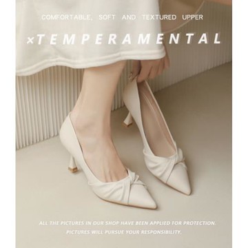 法式氣質白色高跟鞋小眾設計感細跟皮鞋女黑色性感不累腳尖頭單鞋