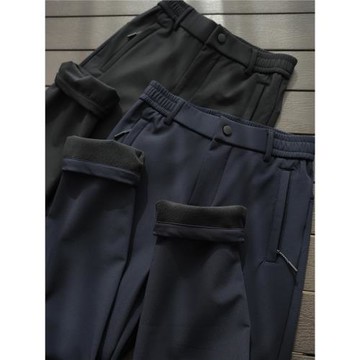 情侶款 復合一體絨戶外保暖軟殼褲 防風防潑水加絨長褲冬k