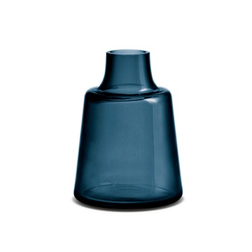 Flora 玻璃花瓶（深藍、短頸、高 24 cm）