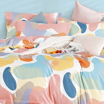 夢之語 吸濕排汗萊賽爾纖維  淘彩時光  美式信封薄枕套 2個 75 x 45cm + 糖果式小抱枕48 x 38cm + 壓框式鋪棉枕套 2個 75 x 45cm + 鋪棉兩用被套212 x 182cm + 雙人鋪棉床罩 188 x 152cm 7件組  美式信封薄枕套 2個