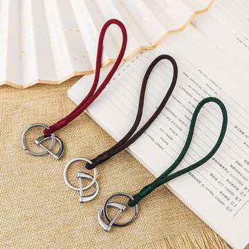 四色 簡約手工編織手繩鑰匙扣掛件 創意個性汽車鏈手帶掛飾馬蹄扣