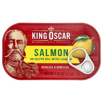 King Oscar, 檸檬橄欖油去皮去骨鮭魚，4.05 盎司（115 克）