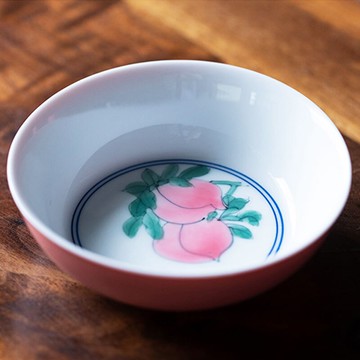 桃紅手繪桃子品茗杯 單個家用主人杯 禪意小茶杯功夫茶具喝茶碗杯