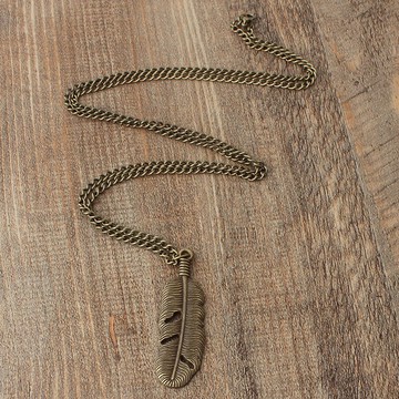 民族風復古項鏈羽毛吊墜 長款毛衣鏈 男女學生生日禮物送親友