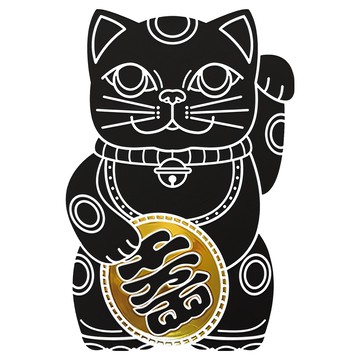 好物良品 開運招財繽紛Lucky Neko燙金靜電貼紙  大(35.5 x 23.5cm)  避邪消災