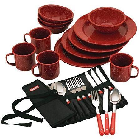 Coleman Speckled Enamelware テーブルウェアセット Dining Kit (Red) [並行輸入品]並行輸入