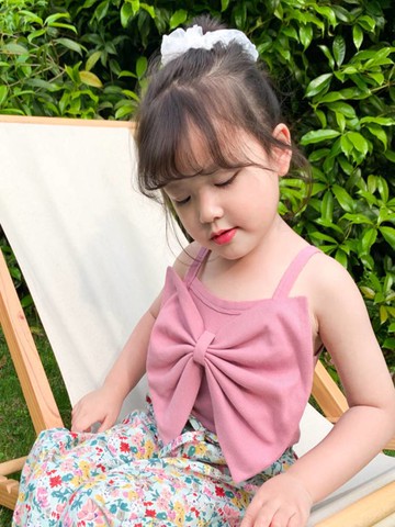 女童吊夏季蝴蝶女尚背心洋氣兒童袖上衣外穿薄