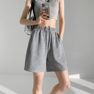 [米蘭精品] 現貨+預購 女高腰短褲休閒寬褲顯瘦薄款寬鬆直筒褲休閒A字短褲-美式復古短褲5色74ls50