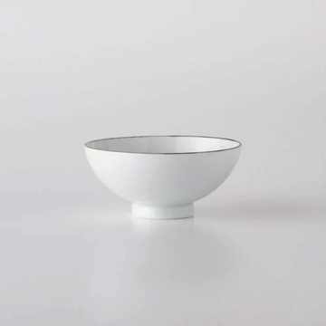 白山陶器 白磁千段 4.2寸飯碗