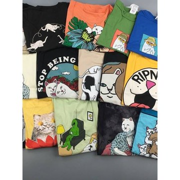 美國潮牌RIPNDIP小賤貓中指貓純棉短袖t恤夏季情侶款男女同款