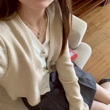 韓系甜美高質感假兩件開衫上衣  台灣現貨 台灣出貨（蝦皮代開發票）【A 2-10】