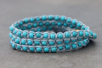 綠松石纏繞手鍊串珠編織波西米亞風嬉皮石纏繞袖口