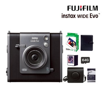 【皮套20張底片組合】富士 Fujifilm Instax WIDE EVO (黑色) 拍立得相機 印相機 公司貨 保固一年