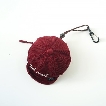 貓西CATWEST原創設計燈芯絨八角帽零錢包掛飾迷你收納包耳機包新