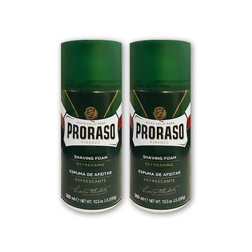 (2罐超值組)義大利PRORASO-男士專用軟化鬍渣滑順修容綿密芳香刮鬍泡300ml/罐-清涼舒爽綠(鬢角剃鬚潔顏修鬍乳,臉部刮鬍收斂泡沫保養用品)