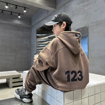 【中大男童】純棉大口袋數字連帽運動套裝