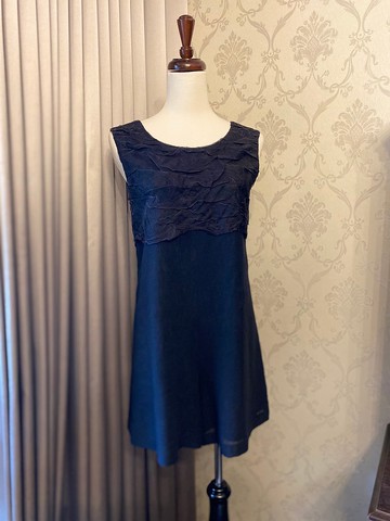 純黑異材質古著連身褲