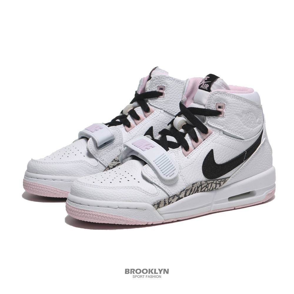 NIKE 籃球鞋JORDAN LEGACY312 GS 白黑粉紅爆裂紋女(布魯克林) AT4040