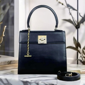 【特選貨品】Celine黑色金環扣凱莉皮革斜背側孭揹單肩手提包小袋