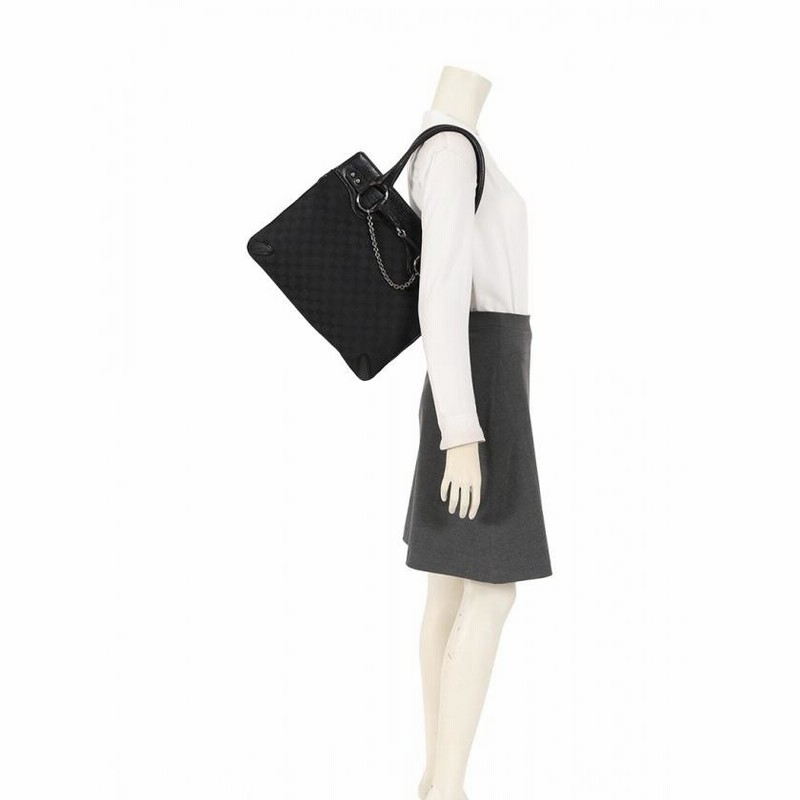 中古 グッチ GUCCI トートバッグ GGキャンバス ホースビット 黒
