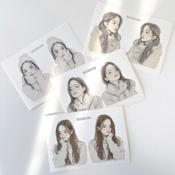 冬日女孩貼紙4款組合 (anns note) 復古拼貼