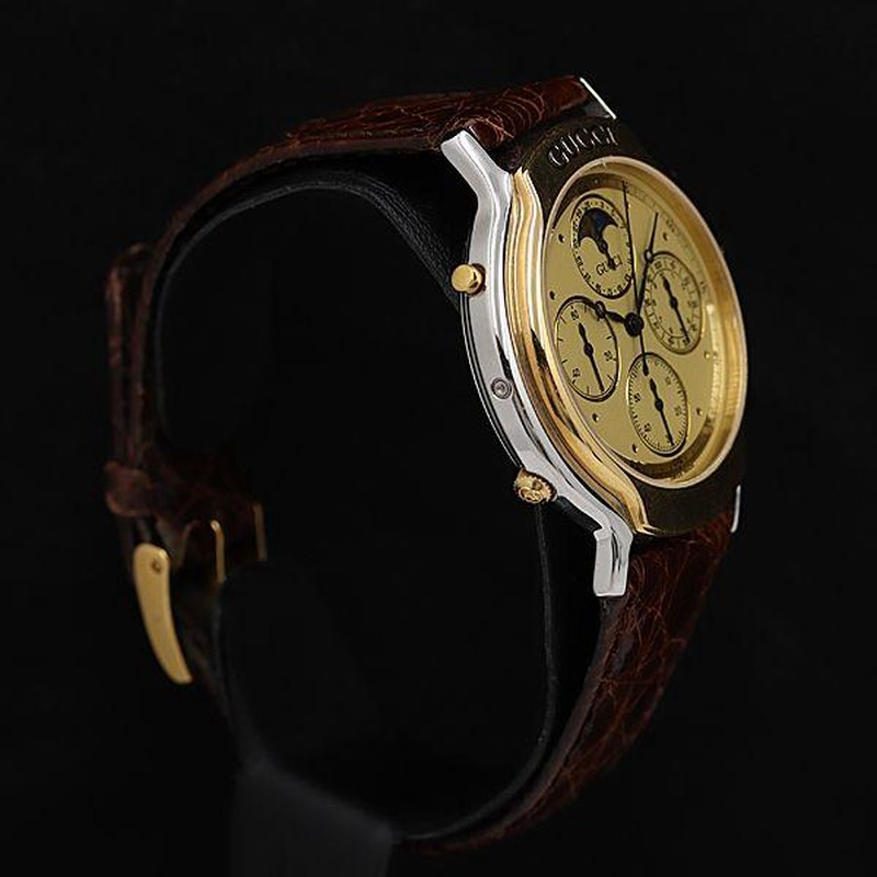 稼働品✨GUCCI メンズ腕時計 ムーンフェイズ 8300 クロノグラフ 人気 Yahoo!オークション - 【訳あり品】GUCCI グッチ 8300 クロノ