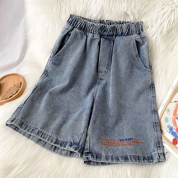 牛仔五分褲女新款夏季薄款男女情侶裝大褲衩高腰闊腿短褲子