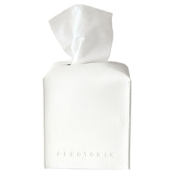 DECOTONIK 簡約皮革迷你面紙套  米白色  1個