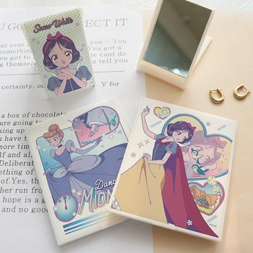 disney迪士尼 公主漫畫折鏡 鏡子 摺疊化妝鏡 10.8*9.2*0.5cm 5icoco