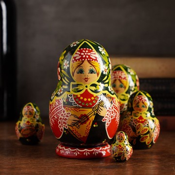手繪落款俄羅斯娃娃5件組