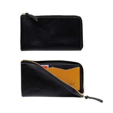 SLOWER PEBBLE LONG SLIM WALLET Geyser 真皮L型拉鍊長夾 \  黑色 \ 日本製造