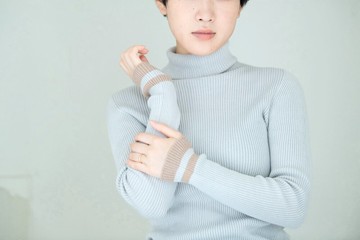 【杜松子染】有機棉無縫製袖口滾邊羅紋高領毛衣