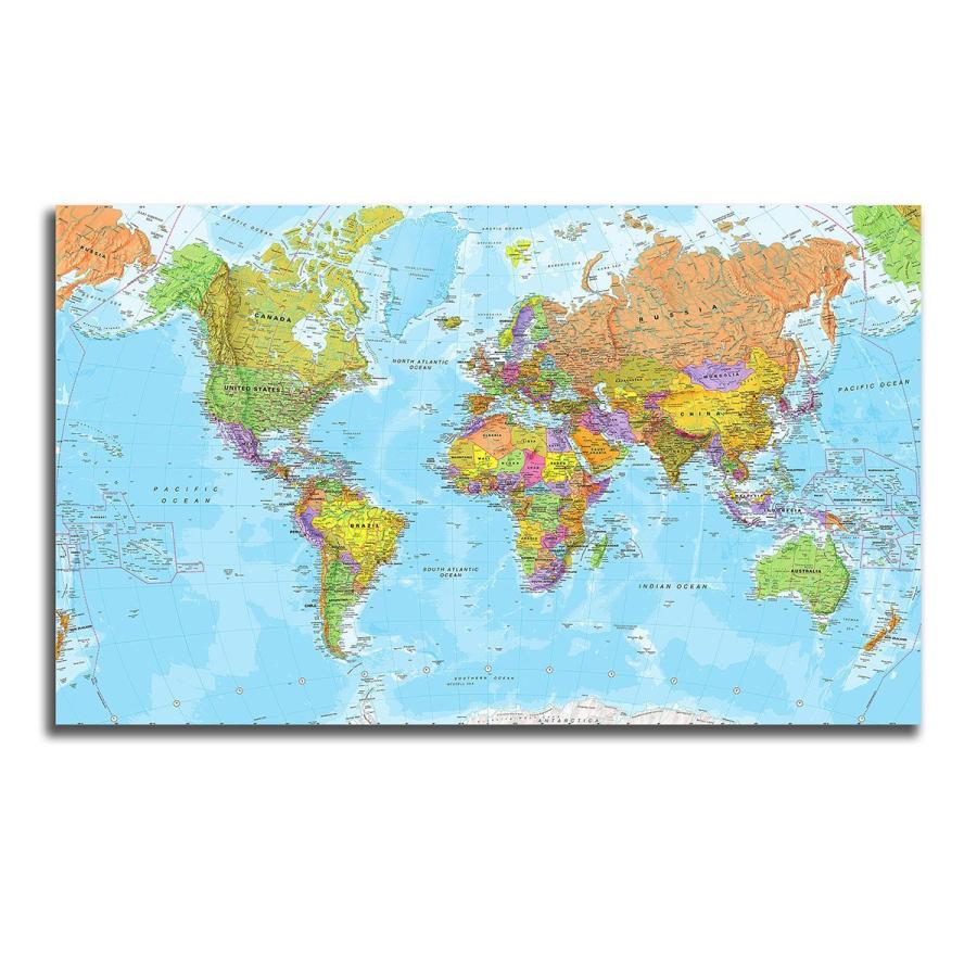 世界地図 world map ポスター ボード パネル フレーム 75x50cm 地図