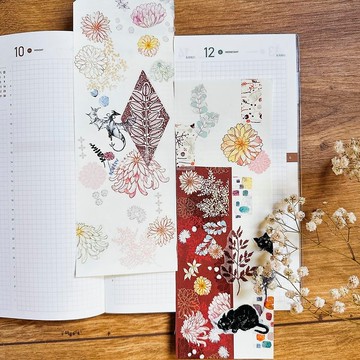 【寬版44mm 】絢天香 拼貼 日本和紙紙膠帶 (帶離型紙)