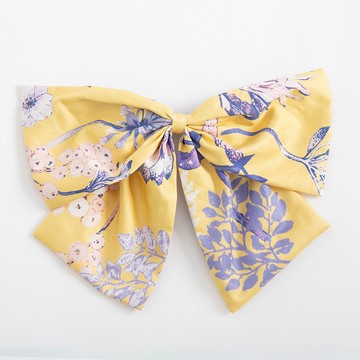 【波麗印花】和服式大蝴蝶結彈簧夾 髮夾 禮物 皇后普蒂亞 黃