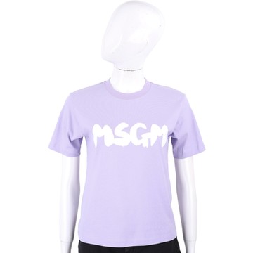 MSGM 粗白字印花貼身紫色短袖TEE T恤(女款)
