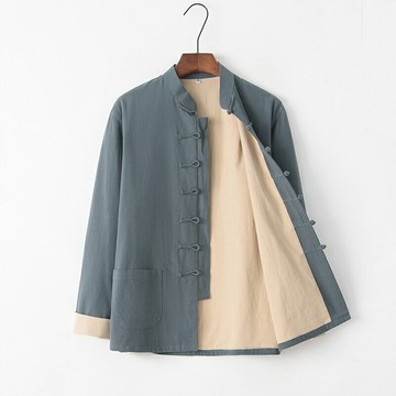 【巴黎精品】現貨+預購 新中式 唐裝漢服上衣-中國風雙層長袖寬鬆休閒男上衣9色a1bx16