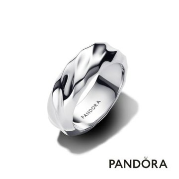 【Pandora 官方直營】自然波紋寬版戒指