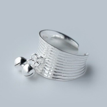 925純銀戒指開口戒-獨特多圈鈴鐺造型生日情人節禮物女飾品73dt421【獨家進口】【米蘭精品】
