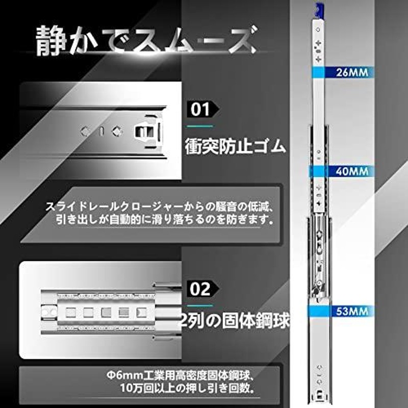 AOLISHENG 重量用 スライドレール ロック付き 600mm 耐荷重 100 kg