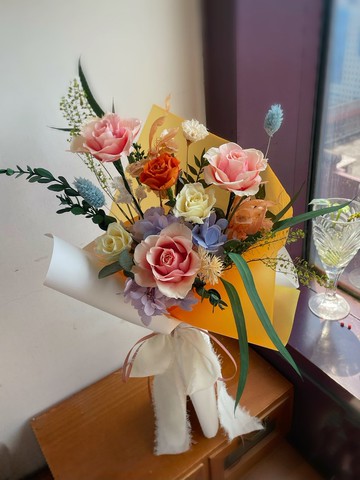 【花訴花藝】漸層玫瑰花束/永生捧花/拍照捧花/新娘捧花/登記捧