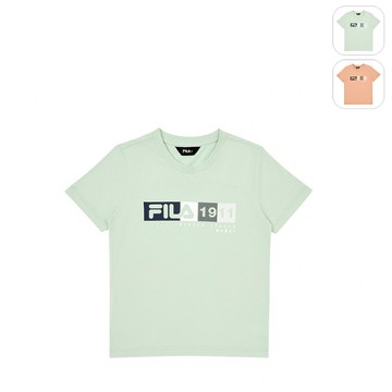 【FILA】KIDS 孩童款 短袖 純棉圓領T恤-灰綠色 1TEZ-4902-LN