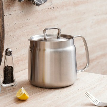 304不鏽鋼濾油壺家用分離油渣帶濾油網 炸籃油炸鍋豬油罐子儲油壺