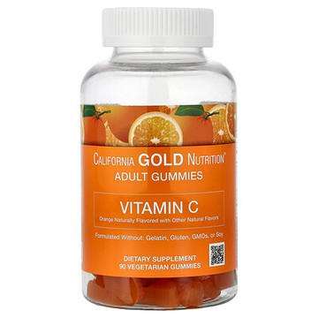 California Gold Nutrition, 維生素 C 軟糖，含來自全 β-胡蘿卜素的維生素 A，90 粒素食軟糖