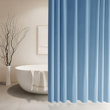 好物良品 仿亞麻莫蘭迪色系防潑水防霉防潮加厚浴簾  180 x 180cm  挪威藍  1個
