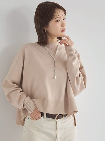 兩種長度素面微高領套頭針織衫(01000594100) - earth music&ecology