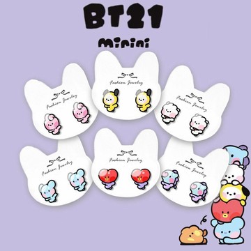 【買二送一】防彈少年團BT21周邊無需耳洞耳夾925銀針耳釘金泰亨