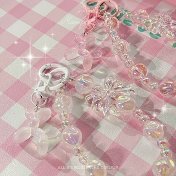 Twinko💗[PH608]夢幻泡泡糖氣球狗串珠鍊/2色/短掛繩/手機吊飾/吊飾/鑰匙圈/保溫杯裝飾