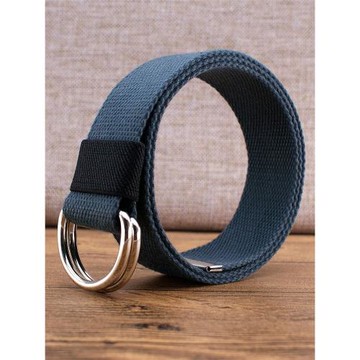 男女情侶青年條紋帆布腰帶加長運動休閑褲帶古銅色大碼雙環扣皮帶